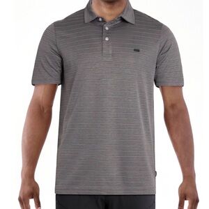 Chaps Men's Charcoal Striped Polo Shirt